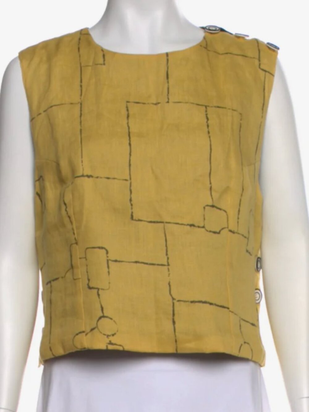 Buru Sleeveless Linen Crop Top, Size XL